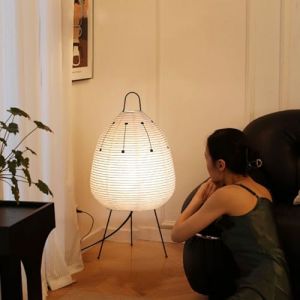 Dalumian Lanterne japonaise en papier de riz &agrave; intensit&eacute; variable, lampe sur pied en papier de riz avec abat-jour en papier Washi, lampe d'ambiance en papier de riz, pour chambre &agrave; coucher(B) (tianxidianpu, neuf)