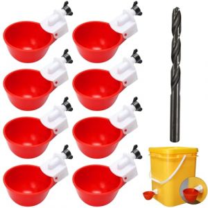 SacJkt 8 pièces Abreuvoir Poules avec perceuse, DIY Abreuvoir Poules Automatique kit, Abreuvoir volaille Automatique pour Tasses pour Poussins cailles Canards Bird (SmTech, neuf)