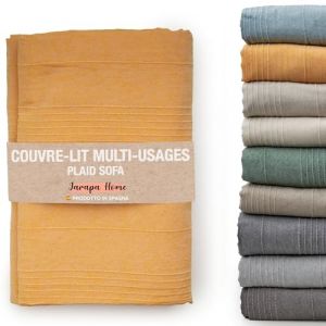 Jarapa Home Made with love Couvre-lit Multi-Usages Plaid Canape Couvre-Lits Blancs, Housse de Canap&eacute; R&eacute;sistant et de Qualit&eacute; Fabriqu&eacute; en Espagne. Couvre-lit 150 Moderne (Jaune, 230 x 280 cm) (Jarapa Home, neuf)