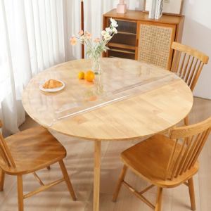 TIEHAN 1,5MM PVC Transparent Nappe Ronde, Diamètre de 110 CM, Offre une Protection Imperméable et Anti-tache, Adapté aux Tables de Maison et D'affaires,Tant que Tapis de Protection Pour la Table ﻿ (TIEHANEU, neuf)