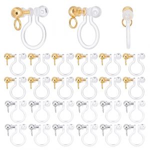 PH PandaHall 24pcs Boucles d'oreilles Clips de Type U, Convertisseur de Boucles d'oreilles Invisibles en R&eacute;sine Boucle d'oreille &agrave; Clip Sans Allergie pour Oreilles Non Perc&eacute;es (PandaHall FR, neuf)