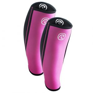 Rehband Manchon de mollet/tibia en néoprène, bandage de compression pour le mollet et le tibia, protection tibia pour les soulevés de terre et crossfit, Couleur:Rose - 1 Paire, Taille:L (Rehband, neuf)