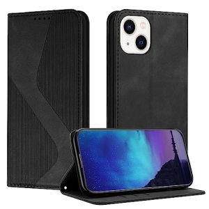 Fatcatparadise Coque pour iPhone 13, Coque iPhone 13 (6,1 Pouces), Housse en Cuir PU Pochette Portefeuille &Eacute;tui Rabat Clapet Case Porte Carte Magn&eacute;tique Etui de Protection Flip Case (Noir) (Oldwen, neuf)