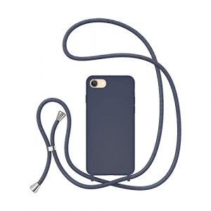 UEEBAI Cordon de Coque pour iPhone SE 2022 5G/iPhone 7/iPhone 8/iPhone SE 2020, Étui en Silicone avec Charge sans Fil, Réglable Lanyard Case Bandoulière Détachable pour iPhone SE3/SE2 - Bleu Marine (UEEBAI, neuf)