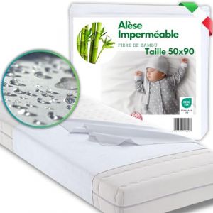 MammaVaiTra Alèse Imperméable Lavable en Bambou - 50 x 90 cm - Made in Italy - Certifié Oeko-Tex, Hypoallergénique, Respirant, Antibactérien (FIBIUS, neuf)
