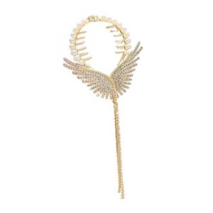 Pinces à cheveux en forme d'aile pour femmes, perles et strass pour chignons, queue de cheval, griffes hautes (yanghongdianzi, neuf)