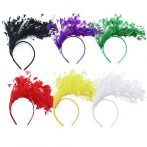 Bandeau Plumes, 6pcs Bandeau à Plumes Années 1920 Fascinateur Plumes pour Femmes Flapper Bandeau 1920s Serre-tête Vintage Bandeau Plume Année 20 Accessoires Cheveux pour Cocktail Mariage Fête (Haptre, neuf)