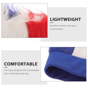 TOVINANNA Perruque De Supporter De Foot Bleue Et Rouge Accessoire De D&eacute;guisement Pour F&ecirc;te Et &Eacute;v&eacute;nement Sportif (Qieiyi, neuf)