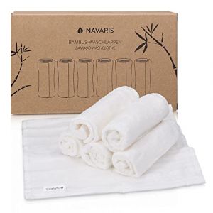 Navaris 6X Serviette pour Visage - Lingette Douce Lavable pour Bébé et Peaux Sensibles en Viscose Dérivée du Bambou - 100% Naturel Hypoallergénique et Réutilisable (SX-Commerce, neuf)