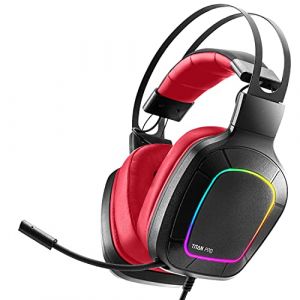 NITHO Titan Pro Casque Gamer Over-Ear &ndash; Audio 7.1 pour PC, Micro Rabattable, Haut-Parleurs 50 mm &ndash; Compatible PS4/PS5/Laptop &ndash; Rouge (Market Gate, neuf)