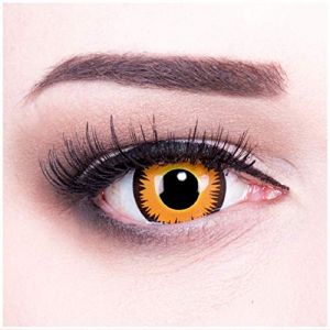Funnylens 1 paire de lentilles de contact color&eacute;es Crazy Fun Orange werewolf Halloween, carnaval, carnaval ou soir&eacute;e d&eacute;guis&eacute;e avec &eacute;tui &agrave; lentilles de contact gratuit sans correction (MeralenS, neuf)