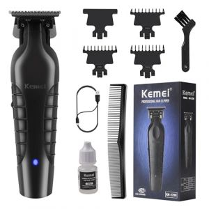 Kemei 2299 Tondeuse à Cheveux/Barbe Professionnelle pour Hommes, Tondeuse à Zéro Écart avec Lame en T, Sans Fil et Rechargeable (Kemei Professional Clippers, neuf)