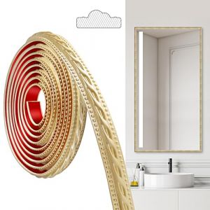 JUNART Moulures en PVC, 300cm&times;2cm, Autocollantes, Pour Plafonds, Moulures Murales Pour Bordures de Murs, Cadres de Miroirs, Plafonds, Plinthes, Armoires(Champagne Or) (LINGSheng, neuf)