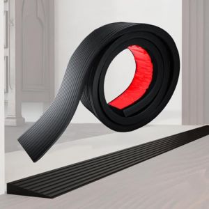 Hengrongshen Rampe de Seuil de Porte 200 x 8 x (1-3) CM, Barre de Seuil Adhesive en Caoutchouc, Seuil de Porte Rattrapage de Niveau, Compensation de Hauteur pour Fauteuil Roulan Robot Aspirateur(Noir) (HengRongSh-EU, neuf)