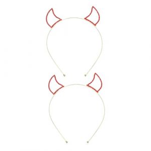 OUNONA 2pi&egrave;ces Serre-t&ecirc;tes &agrave; Cornes De Diable Strass Lot Pour D&eacute;guisement De Diable Accessoire De F&ecirc;te Et Cosplay (Gustell, neuf)