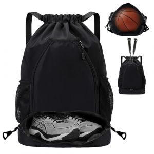 Sac à dos de sport tendance LUKlUP, 1 pièce, étanche, grande capacité, avec cordon de serrage, pour le basket-ball, le football, la natation, la randonnée, le tennis et le badminton(Noir) (SANYUNMY, neuf)