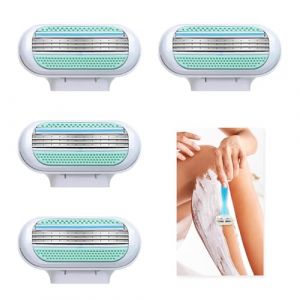 Pack de 4 Recharges De Lames Pour Femme Rasoir Venus &agrave; 3 Lames avec Bande Lubrifiante, Compatible avec les Rasoirs Venus, Lames en Acier Inoxydable pour un Rasageglissement, Doux Manche Bleue (pingdingshanxiaoyaoshangmaoyouxiangongsi, neuf)