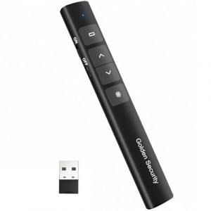 Telecommande Ordinateur Powerpoint Pointeur du Présentateur avec 2.4GHz USB Télécommande Powerpoint Sans Fil Presentation Cliqueur Zapette Powerpoint, pour Présentation, Enseignement, Bureau (Golden Security Store, neuf)