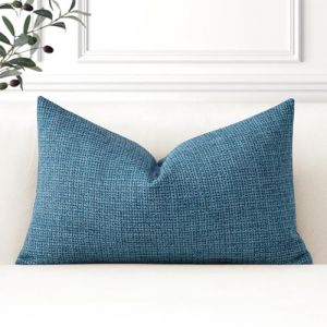 Artscope Housse de Coussin, Lot de 1 en Lin Canap&eacute; Taie d'oreiller de Couleur Pure pour Maison Salon Chambre D&eacute;coration D'int&eacute;rieur (Bleu Fonc&eacute;, 40x60cm) (Goolee, neuf)