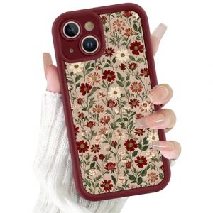 Xylota Coque pour iPhone 13 Mini 5,4", Aesthetic Fleurs Motif &Eacute;tui Filles Femmes Case, Mince Silicone Souple TPU Bumper Housse Antichoc Protection Case Cover pour iPhone 13 Mini, Rouge (AMCREST HOLDINGS, neuf)