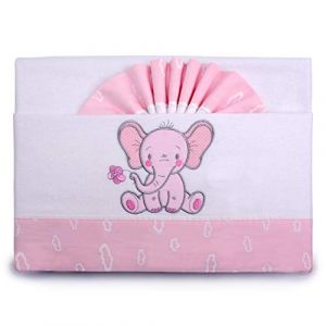 Pekitas Parure de lit en flanelle 3 pi&egrave;ces pour berceau de 60 x 120 cm 100 % coton Fabriqu&eacute;e au Portugal Rose-Blanc, lit 60 x 120 cm (Pekitas, neuf)