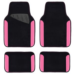 CAR PASS Rainbow Lot de 4 Tapis de Voiture imperm&eacute;able et Universel avec Revers antid&eacute;rapant pour SUV, camionnettes, berlines, camions, Automobile (Noir et Rose) (Flying Banner EU, neuf)
