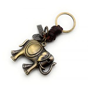 H-Customs &eacute;l&eacute;phant pachyderme bronze cuir porte-cl&eacute;s pendentif bronze (h-customs17, neuf)