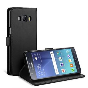 Simpeak Coque Compatible pour Samsung Galaxy J5 2016, Housse en Cuir Flip Case Coque de Protection Compatible pour Samsung Galaxy J5 2016 avec Carte Fente [Stand Feature][Fermeture Magnétique] - Noir (Kirin. EU, neuf)