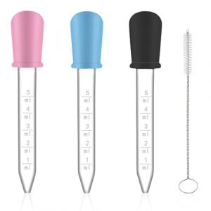 3 Pièces Pipette Dropper, Liquide Droppers, Pipette Plastique 5ml, Liquide Pipettes, Pipette Graduée und 1 Brosse Propre, pour Laboratoire Enfant und Alimentaire, Bonbons, DIY (ZELHYEUU, neuf)