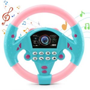 Jouets de volant pour enfants, simulateur de conduite de voiture avec musique, jouets éducatifs musicaux pour bébés et enfants, jouets éducatifs pour enfants, tout-petits, garçons et filles (rose (wheat flakes, neuf)