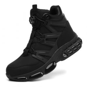 PAQOZKC Chaussure de Securite Homme Femme Impermeable Montante Bottines de Sécurité Embout Protection Acier Coussin d'air Basket de Securite Legere Confortable C21/Noir 42 (Super Worker, neuf)