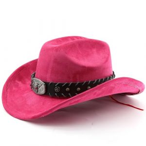 G&eacute;n&eacute;rique Chapeau Cowboy Denim et Cuir pour Femmes et Hommes Style Occidental R&eacute;tro avec Boucle de Ceinture Large Bord pour Ranch, F&ecirc;tes et Tenue Western (TunErKeji, neuf)