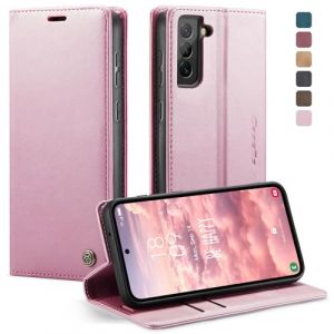 caseme Coque pour Samsung Galaxy S21 FE 5G Etui Premium Housse en Cuir Pochette Protection Portefeuille Rabat Clapet Case Porte Carte Magnétique Flip Étui pour Samsung S21 FE 6,4'' - Or Rose (KZB Europe, neuf)
