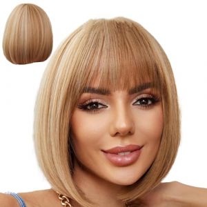Perruque synthétique courte au carré - Perruque courte avec dentelle au carré naturel résistant à la chaleur - Aspect naturel - Pour femme (betsnadar, neuf)