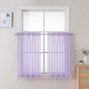 Chyhomenyc Lot de 2 Rideaux Transparents Lilas de 76,2 cm de Long avec Passe-Tringle pour Petite fen&ecirc;tre, Salle de Bain, Salon, Ferme, 106,7 x 76,2 cm (GhuiKE, neuf)