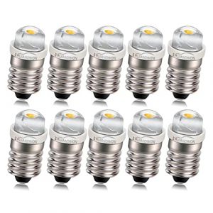 Ruiandsion Lot de 10 ampoules LED E10 4,5 V COB 0,5 W Blanc chaud Ampoules LED de rechange pour lampe de poche, lampes de travail, sans polarit&eacute; (Ruiandsion, neuf)