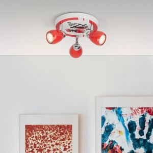 Lightbox LED spot de plafond au design racing avec lumière blanche chaude - spot à 3 flammes pour la chambre d'enfant avec têtes pivotantes - plafonnier avec ampoules interchangeables incluses (Lightbox-Shop, neuf)