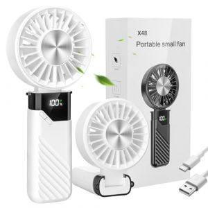 Mini Ventilateur Portable, USB Rechargeable Ventilateur a Main Silencieux Avec 5 vitesses, Petit Ventilateurs de Poche Pliable, Ventilo Portatif Hand Fan de Bureau et D'extérieur (Blanc) (err OÜ, neuf)