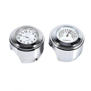 Akozon Horloge de Guidon de Moto, 7/8 "1" Montre de Guidon de Moto avec Cadran et thermom&egrave;tre uhr lenker Montre Guidon Moto Shadow (Reminnbor, neuf)