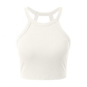 G&eacute;n&eacute;rique D&eacute;bardeur D'&eacute;t&eacute; &Eacute;l&eacute;gant Pour Femme Debardeur Avec Soutien Gorge Integre Haut Blanc Crop Top L&eacute;ger Ete Croc Push-Up R&eacute;glable Grande Taille Sous Les Robes Camisole Caraco Sport (Clumanbbl, neuf)
