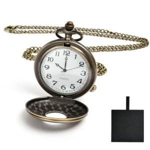 Vicloon Montre de Poche Vintage, Montre Gousset Vintage à Quartz avec Chaîne, Ancienne à Chiffres Romains Classiques Montres en Alliage Cadeau pour Hommes Femmes Papa Fête d’Anniversaire(Boite Cadeau) (BEST-SELLER5, neuf)