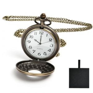 Vicloon Montre de Poche Vintage,Montre de Poche à Quartz avec Chaîne,Montre à Gousset Homme,Chaîne Montre Gousset Ancienne à Chiffres Romains Classiques Montre en Alliage pour Hommes (Boite Cadeau) (BEST-SELLER5, neuf)