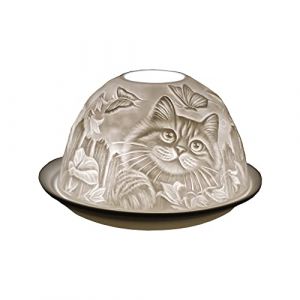 Cello Photophore en porcelaine avec d&ocirc;me - Design chat avec image en 3D et message, parfum&eacute; et non parfum&eacute;, chauffe-bougie LED, pour amoureux des animaux, cadeaux de la nature, ornement pour la maison (Blaydon UK Ltd, neuf)