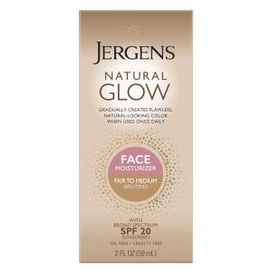 Jergens Natural Glow Crème hydratante quotidienne pour le visage à large spectre SPF 20, tons de peau équitables à moyens, 57 ml (Gorgeous Result, neuf)