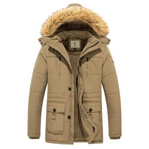 WenVen Homme Manteau Polaire Chaud d'hiver Veste de Rembourrage en Coton Epais Manteau Coupe-Vent d'Ext&eacute;rieur Veste &agrave; Capuche en Fausse Fourrure Puffer Blouson Kaki XL (C'est&nbsp;la&nbsp;vie, neuf)