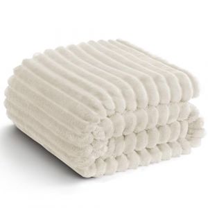 WAVVE Plaid Couverture Polaire 220x240 cm, Flanelle Couverture lit 2 Personnes, Jet&eacute; de Canap&eacute; Chaude et Douce Beige, Plaid Fourrure Canap&eacute; Grand (Wavve EU, neuf)