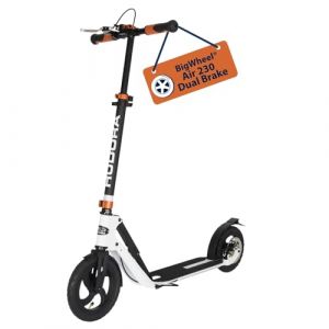 HUDORA BigWheel Air 230 Scooter - Trottinette avec/sans frein à main - Trottinette stable en aluminium à pneus gonflables - Réglable en hauteur - Supporte une charge maximale de 120kg (Alvareon, neuf)
