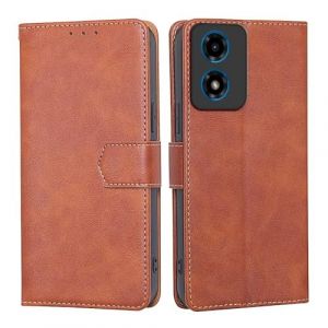 RankOne Coque pour Motorola Moto E14 / G04S / G04 / G24 / G24 Power (6.5" inches), Coque Etui Protection Housse Premium en Cuir PU - Marron (Rankone, neuf)