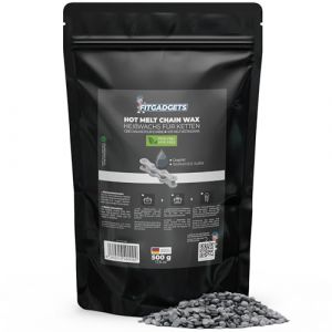 OH3 Fitgadgets Cire chaude pour cha&icirc;ne de v&eacute;lo 500 g &ndash; Cire Hot Melt Chain Wax avec graphite et sulfure de tungst&egrave;ne &ndash; Lubrifiant de cire pour v&eacute;lo de course, VTT et gravel (OH3-Handel, neuf)