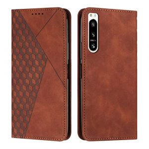 KOUYI Coque pour Sony Xperia 5 IV, Premium Flip Housse &Eacute;tui Protection Rabat Clapet Portefeuille Phone Cover Magn&eacute;tique [Porte Cartes] Antichoc B&eacute;quille Cover (Marron) (Kouyi EU Store, neuf)